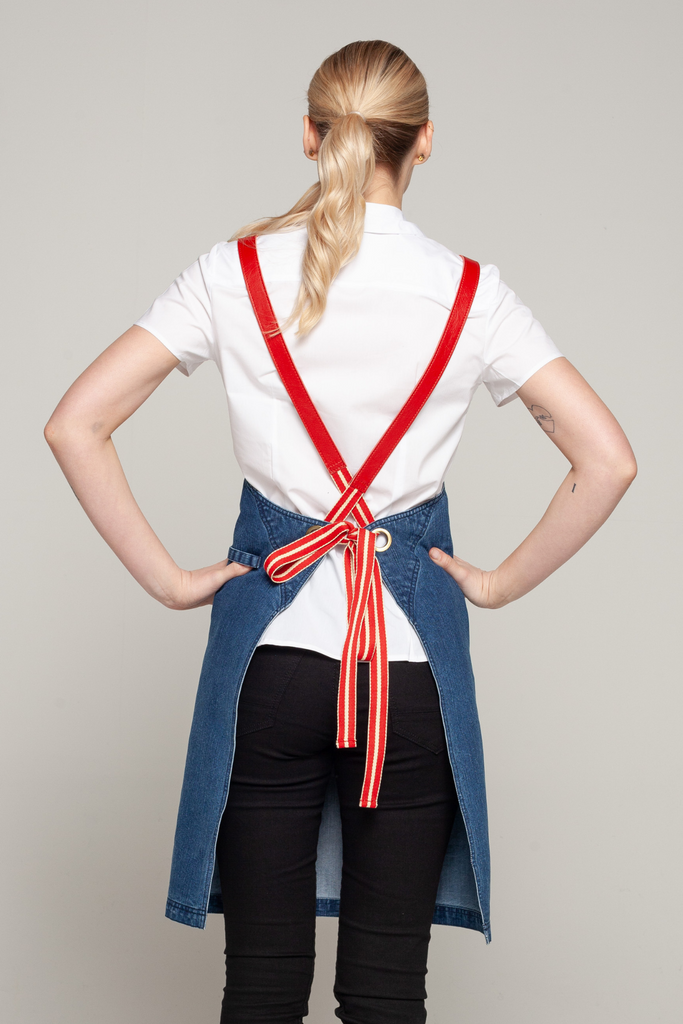 BONDI Denim blue / Red leather dual tone - Ace Chef Apparels