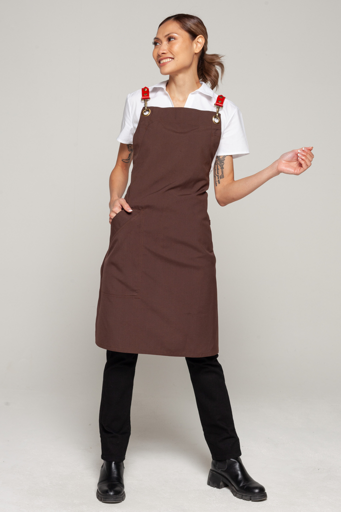 BONDI Chocolate brown / Red leather with red dual tone - Ace Chef Apparels