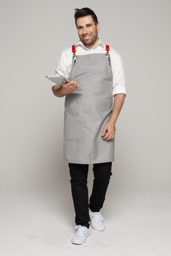 BONDI Steel grey  / Red leather dual tone - Ace Chef Apparels