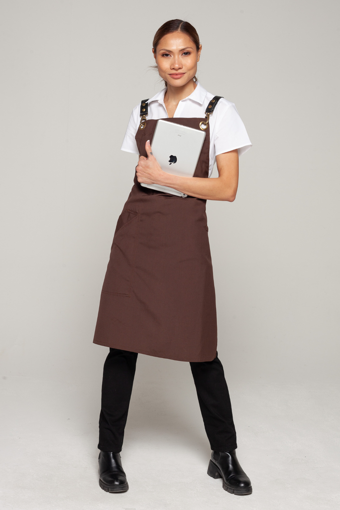 BONDI Chocolate brown / Black leather with red dual tone - Ace Chef Apparels