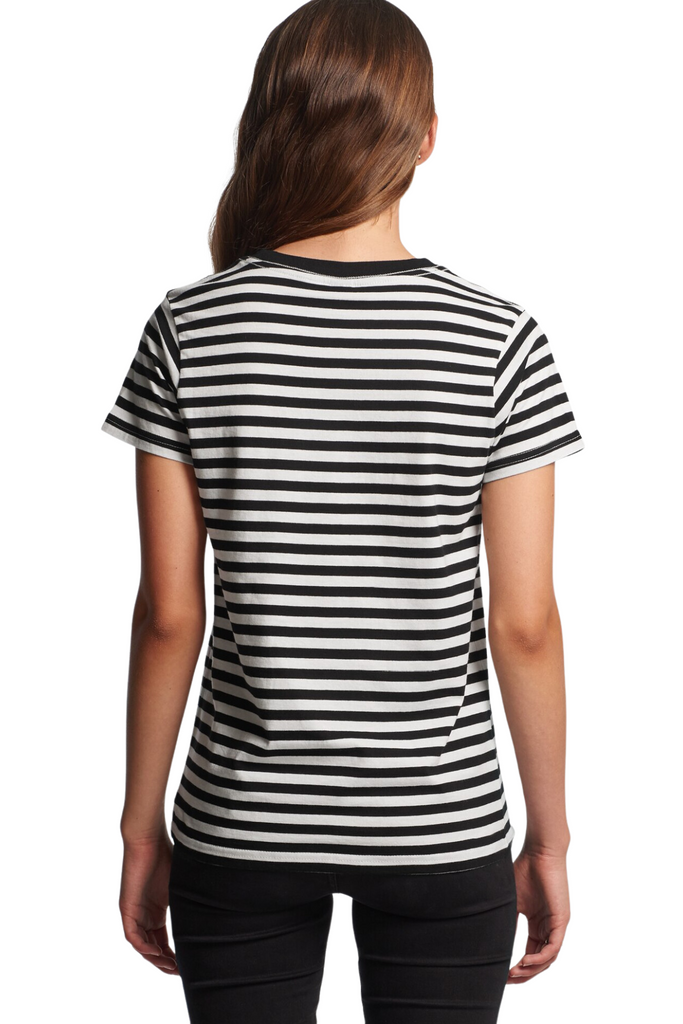 Women maple stripe tee- Black/White - Ace Chef Apparels