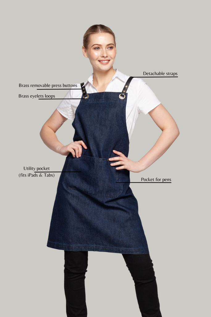 BONDI Denim indigo / Black PU - Ace Chef Apparels