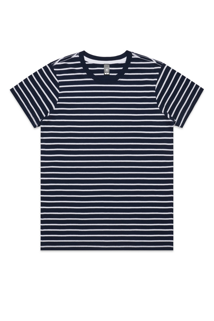 Women maple stripe tee- Navy/White - Ace Chef Apparels