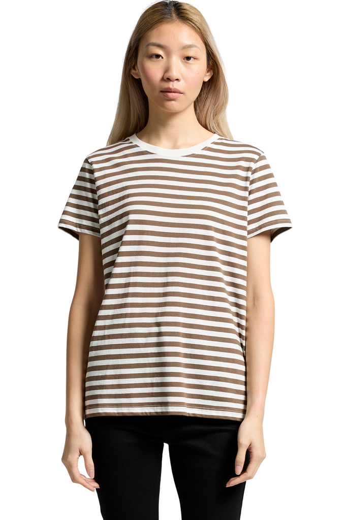 Women maple stripe tee- Natural/Walnut - Ace Chef Apparels