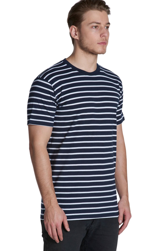 Men's staple stripe tee- Navy/White - Ace Chef Apparels