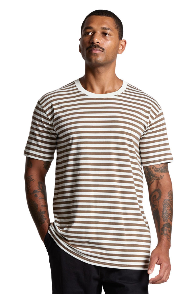 Men's staple stripe tee- Natural/Walnut - Ace Chef Apparels