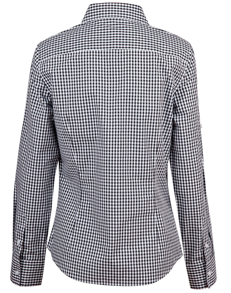 Ladies Gingham Check Long Sleeve Shirt